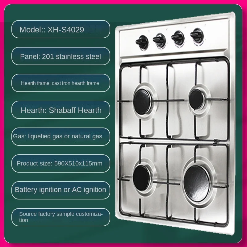 Low Price Gas Hob 5 Burners Turkey Gas Hob 76cm Enamel/Cast Iron Pan Support Good Quality Wholesale Cooker Gas Hob