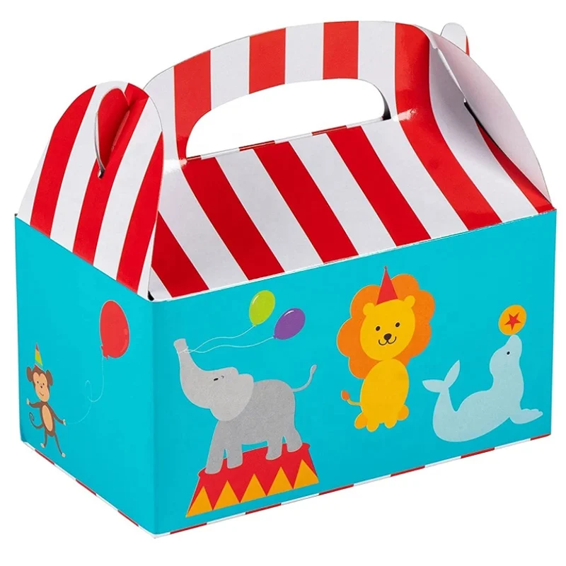 Goodies Treat Boxes Gable Treat Box Birthday Food Cake Packaging Box Decoration Favor Cupcake Paper Theme Party for Baby Shower