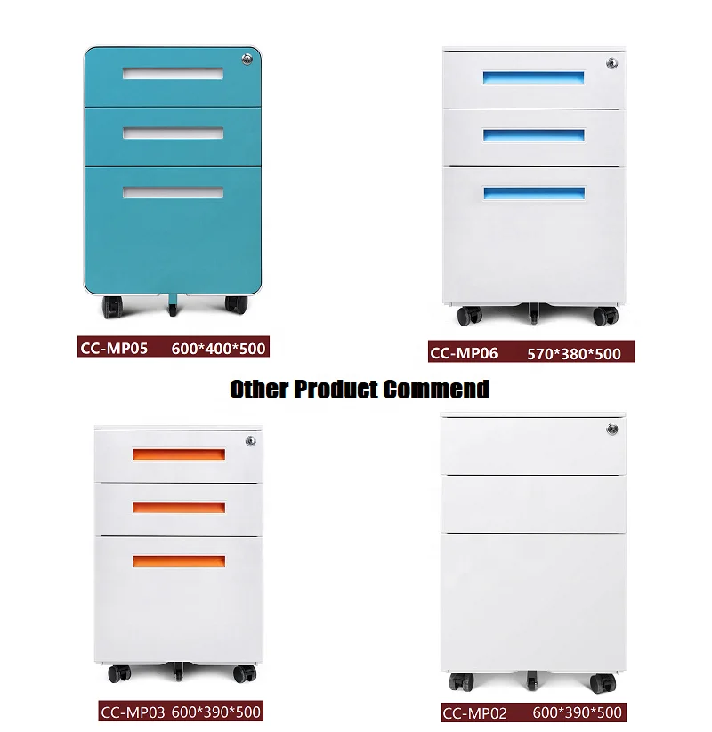 Movable Steel File Cabinet Detachable Metal Office 2 Or 3 Drawers Filing Cabinet Round Wheeled Home Mobile Pedestal Lockers