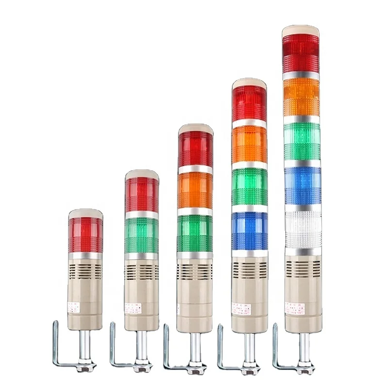 Industrial Multilayer Safety Stack Alarm Lamp Side Hanging LED Signal Tower Warning Light DC12V/24V AC110V/220V with Buzzer