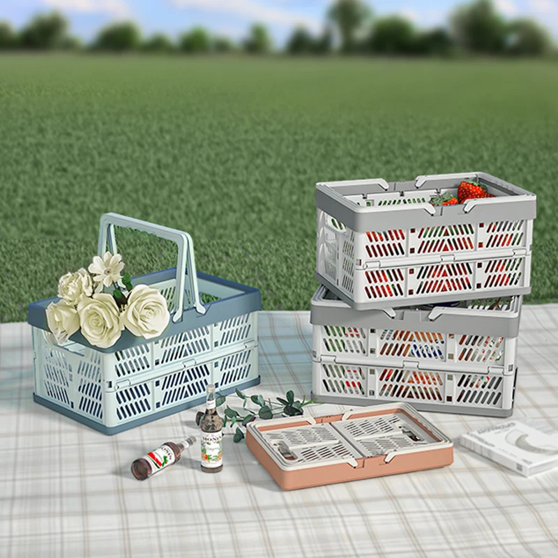 Multi-functional Household Foldable Picnic Basket Sundries Snacks Storage Organizer Basket Collapsible Container