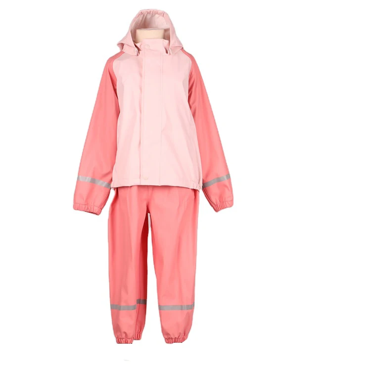 High-quality manufacturer Material 100% polyurethane / 100% polyester  PU kids rain set
