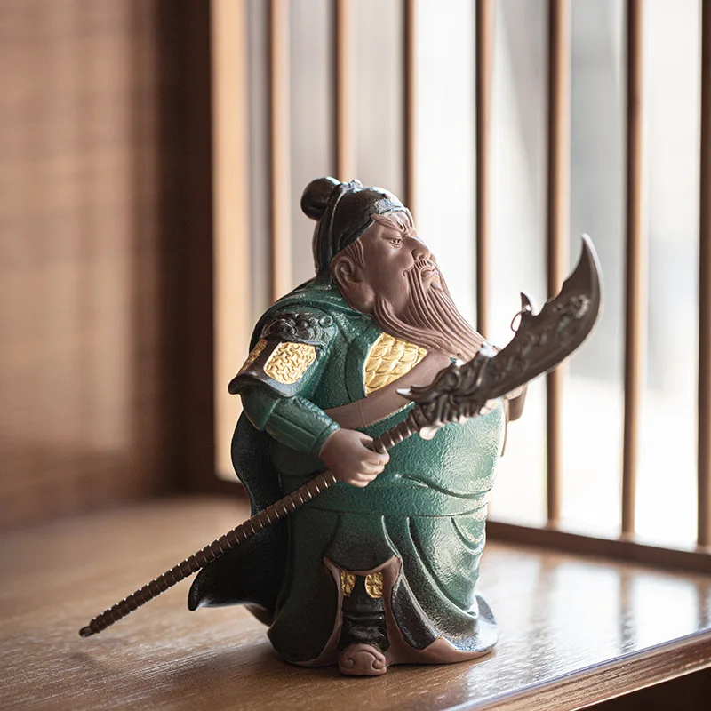 
New Chinese ceramic Guan Gong creative Guan Yu Zen home living room decorations antique shelf Crafts gift Ornaments 