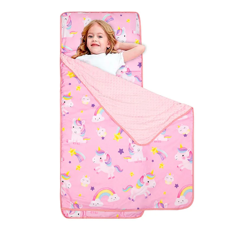 Coral Fleece Knitted Baby Mat Soft Removable Toddler Nap Pillow with 400TC Thread Count Solid Printed Pattern