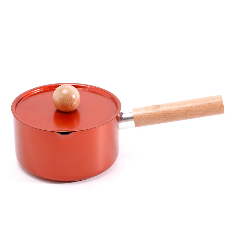 New Design Non Stick Induction Cooker Enamel Stainless Steel Milk Pot With Lid Handle