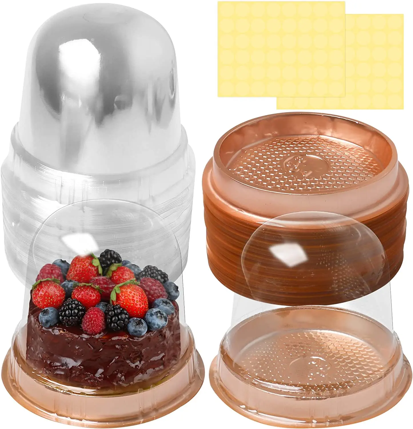 4 Inch Mini Cupcake Container with Dome Lids Gold Base Muffin Boxes for Wedding Birthday