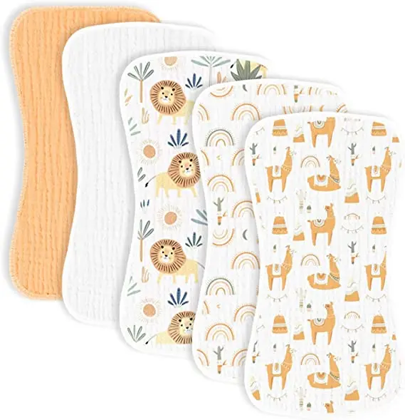 2023 Super Absorbent 5 Pack Muslin Burp Cloths 100% Cotton Baby Washcloths 6-Layer Bath Towel or Burp Cloths for Baby Girl Boy