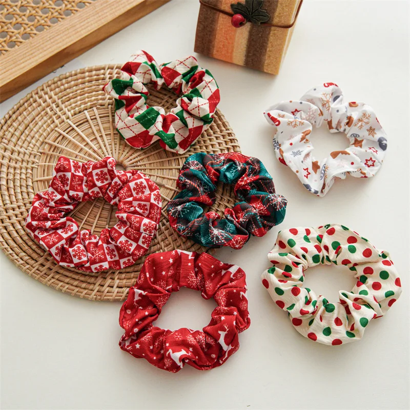 Christmas Hairband Fashion hair accessories fabric bow knot rabbit ear tie Hair Scrunchies