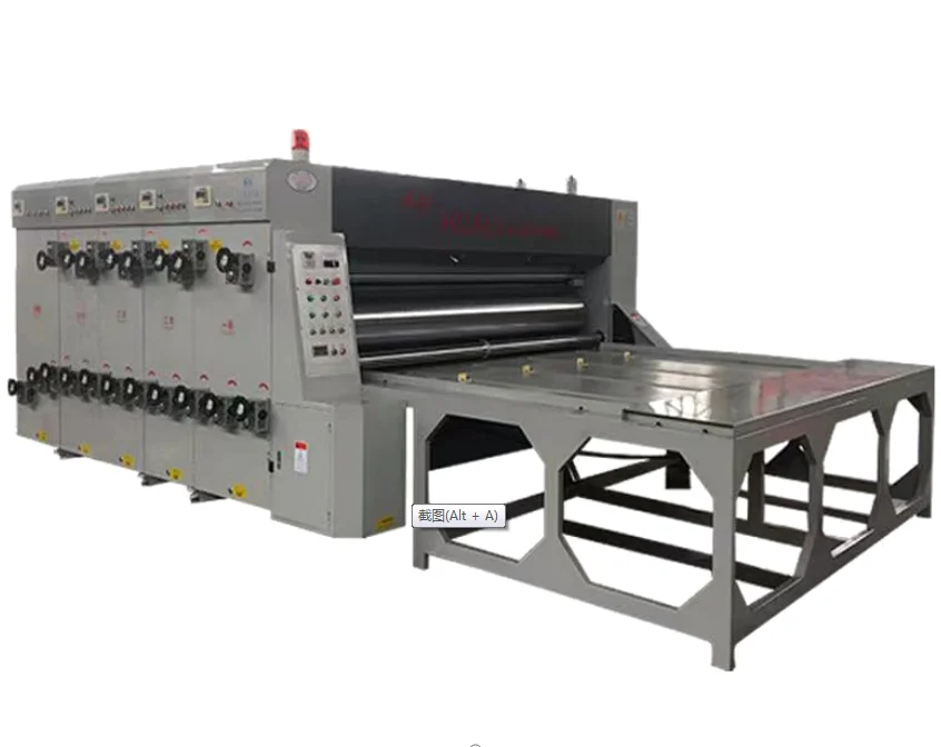 Semi automatic flexo 4 colors printing slotting and die cutting machine cardboard box  making machine Cangzhou cartoon machinery