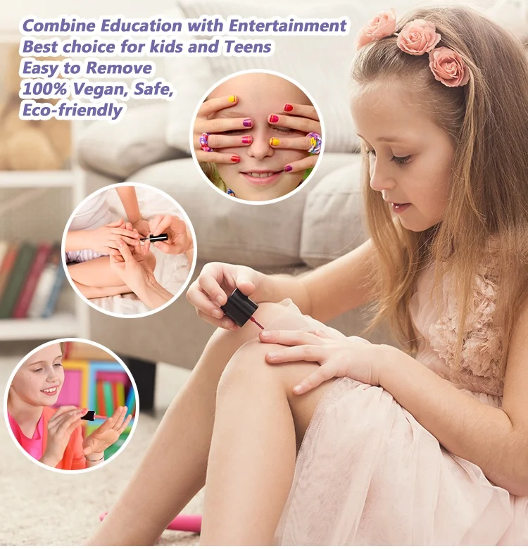 Akiaco chrome children eco friendly clear glitter finger paints fast drying nail polish