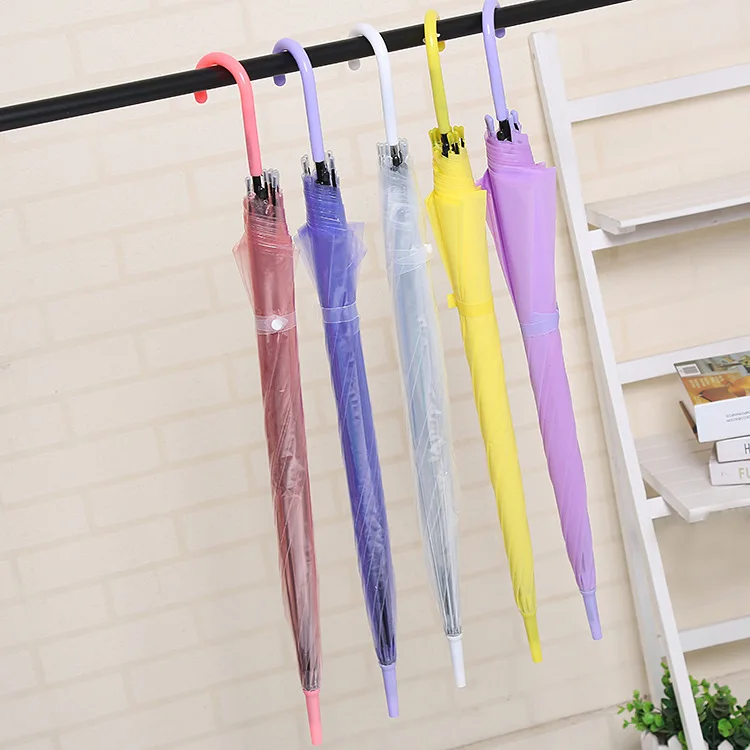 Factory Customized Logo Clear Umbrellas Kids Parasol Colorful Transparent PVC Umbrella with Printing for Promotion