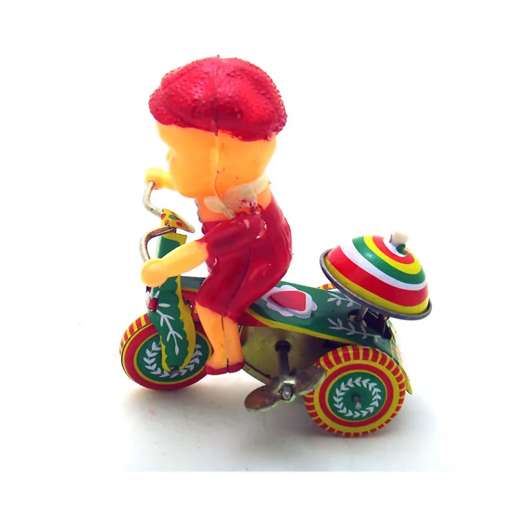 Children Riding Bike Wind Up Tin Toy Gift Room Decoration Baby