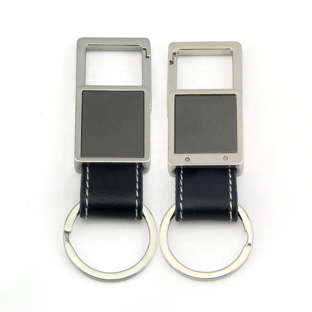 Custom shape carabiner cartoon rotating metal and leather keychain billet stainless steel metal craft gift manufacturer