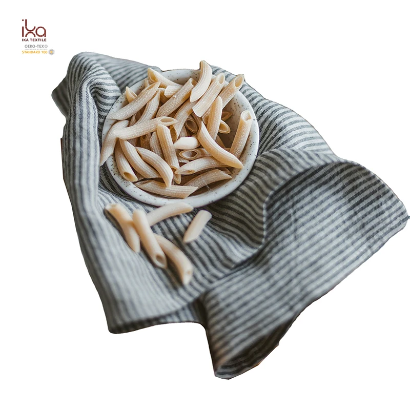 Green Farmhouse Kitchen Dish Absorbent Custom Bulk Linen Tea Towel with Hanging Loop for Kitchen