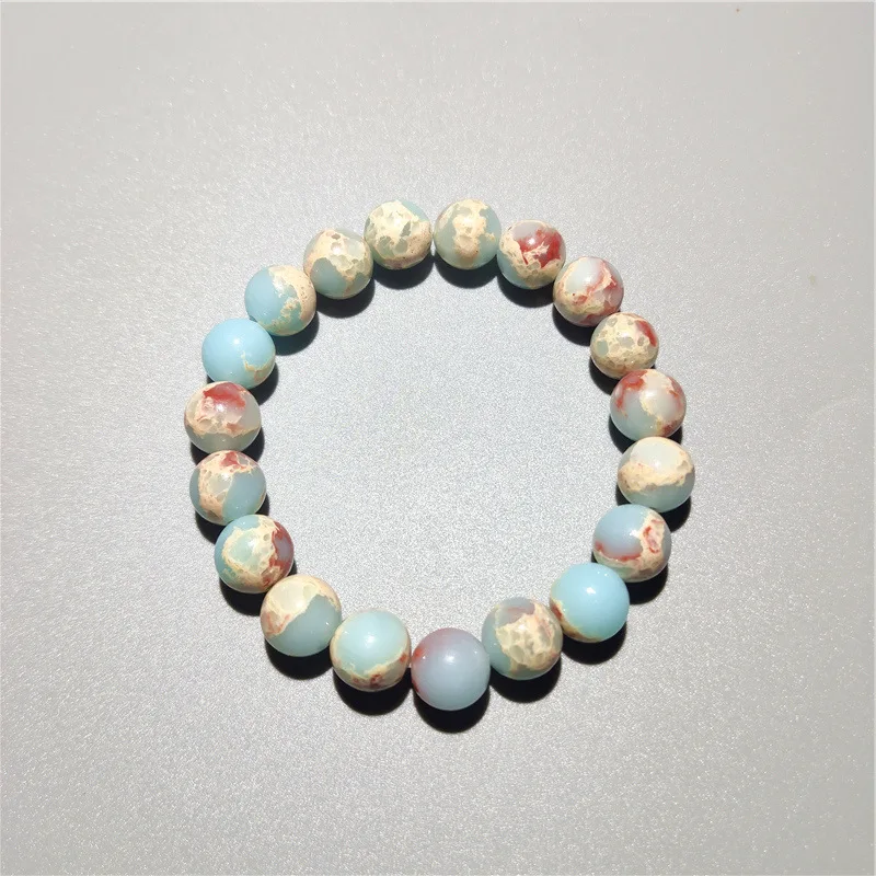 JOYFFO Imperial Jasper Gemstone Bracelet Trendy Religious Imperial Emperor Crystal Beaded Jewelry Unisex Geometric