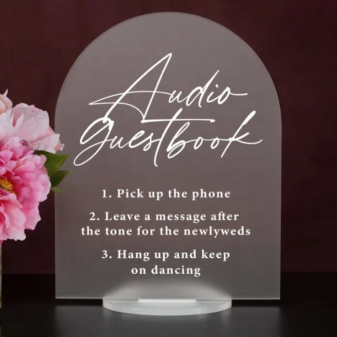 Arch shape Audio Guestbook Sign Phone Guest Book Frosted Acrylic Wedding Signage Leave A Message Wedding Sign