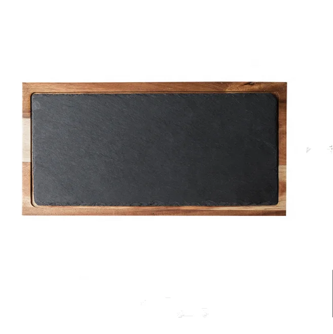 2024 Wholesale Cheese Board with Black Slate Acacia Wood Charcuterie Board and Cheese Serving Platter