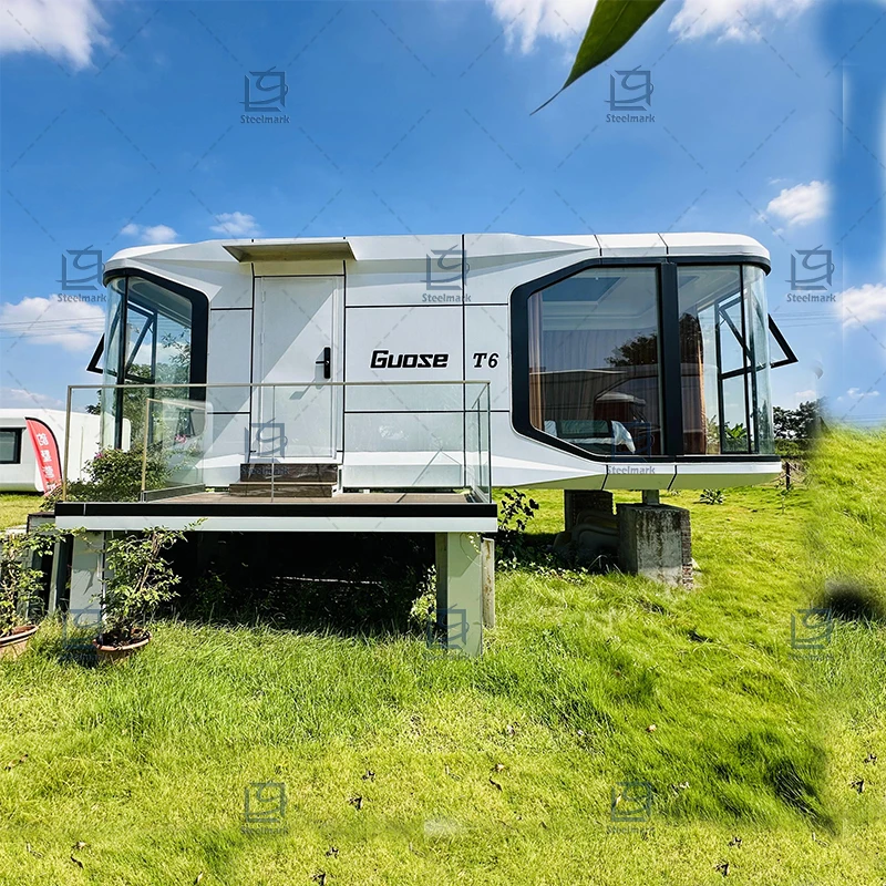 Luxury Camping Space Capsule Prefab Cabin Glass Moving House Modern Prefab House  Mobile Homestay Prefab Container House