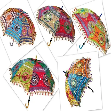100% cotton Rajasthani Traditional Sun Embroidery and colorful design sun umbrella