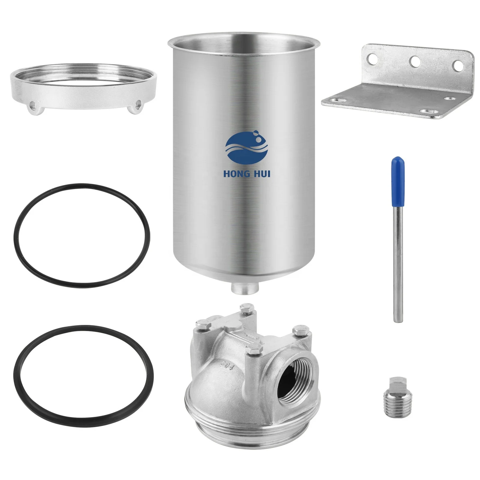 HONG HUI HMS-5C NSF Stainless Steel 304 Filter Housing 5 Inch Filter Housing Clear Water Filter Housing