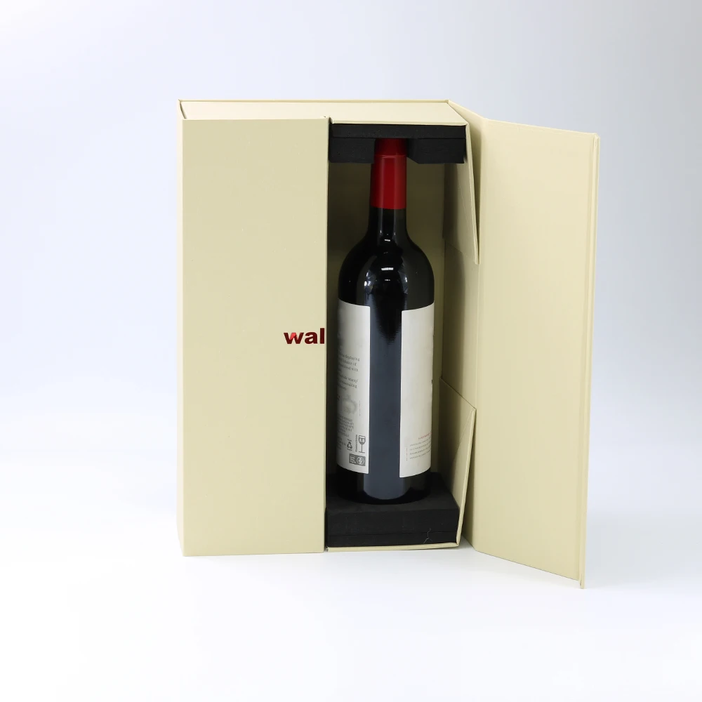 Customized Collapsible Magnetic Rigid Gift Paper Box For Two Wine Or Whisky Bottles Packaging