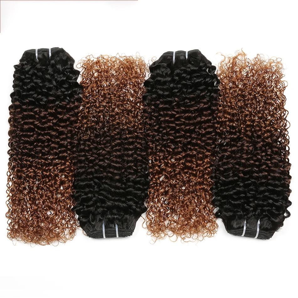 Ombre Cheap Raw Indian 100% Human Hair Kinky Curly Bundles With Closure Virgin Mink Brazilian Cuticle Aligned Hair Extensions