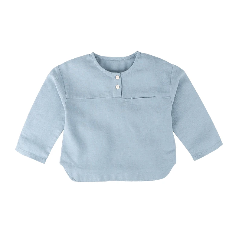 
Korean loose baby boys top design 100% cotton front snaps for kids shirt easy to wear boy clothing with long sleeves 