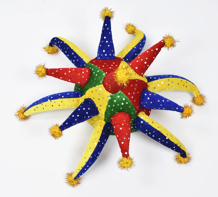 Colorful Jester Horned Funny 13 Point Carnaval Adult Costume Party Hat