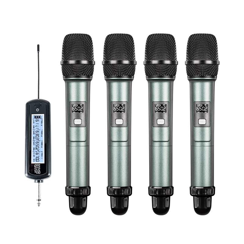 ANJIESI 2022 New Professional  4 channel UHF Universal wireless microphone with four handhelds headsets karaoke singing