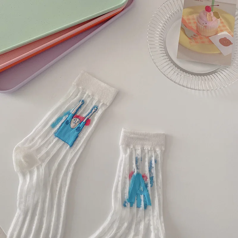 Wholesale Factory Crystal Glass Silk Sheer Women Manufacturers Girls Colorful Stripes Crew Socks