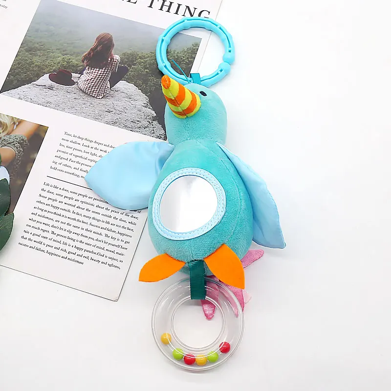 Infant soft plush stuffed animal baby stroller bed hanging cute woodpecker bird toy