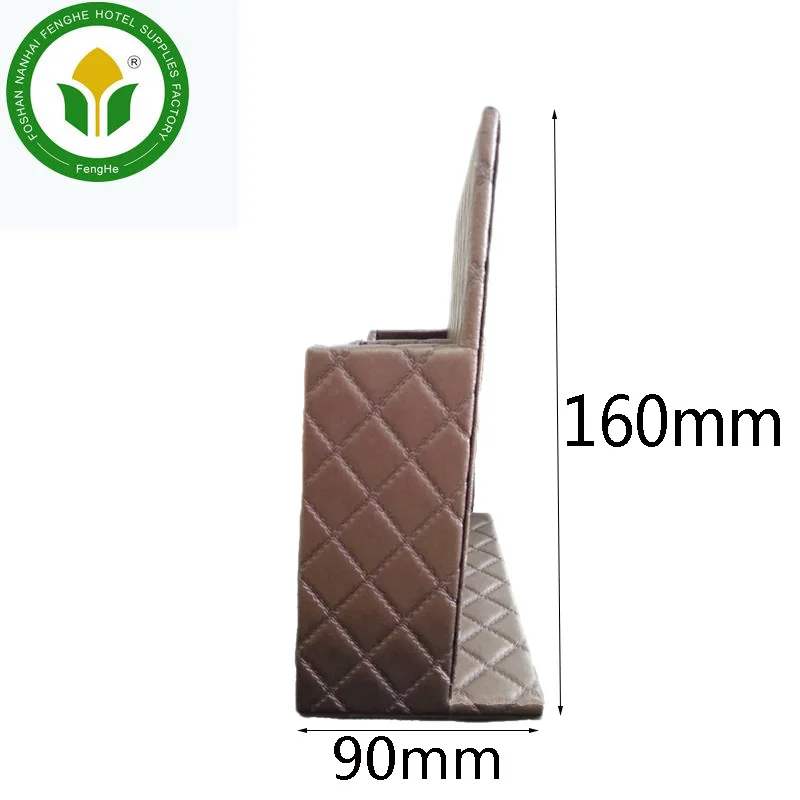 Hotel room brown leather double layers tv remote control holder with logo