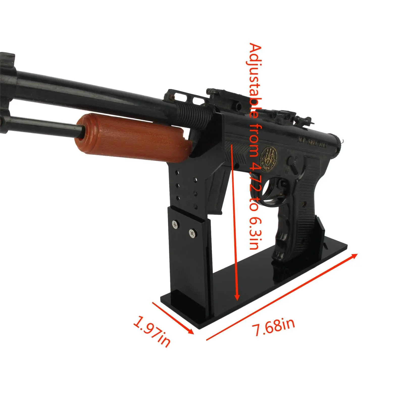 Factory Wholesale Acrylic Display Stand General Gun Holder 5 Gears Adjustable Clear Acrylic Short Gun Model Showing Rack