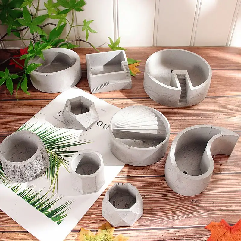 New Design Terrace Potting  Flower Pot Crystal 3d Diy Baking Decorating Craft  Silicone Succulent Clay Soap Cake Molds
