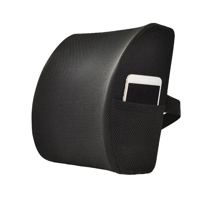 Car Lumbar Support Cushion Memory Foam Waist Pillow Auto Seat Black Back Cushion for Car Chair Home Office Short Drivers