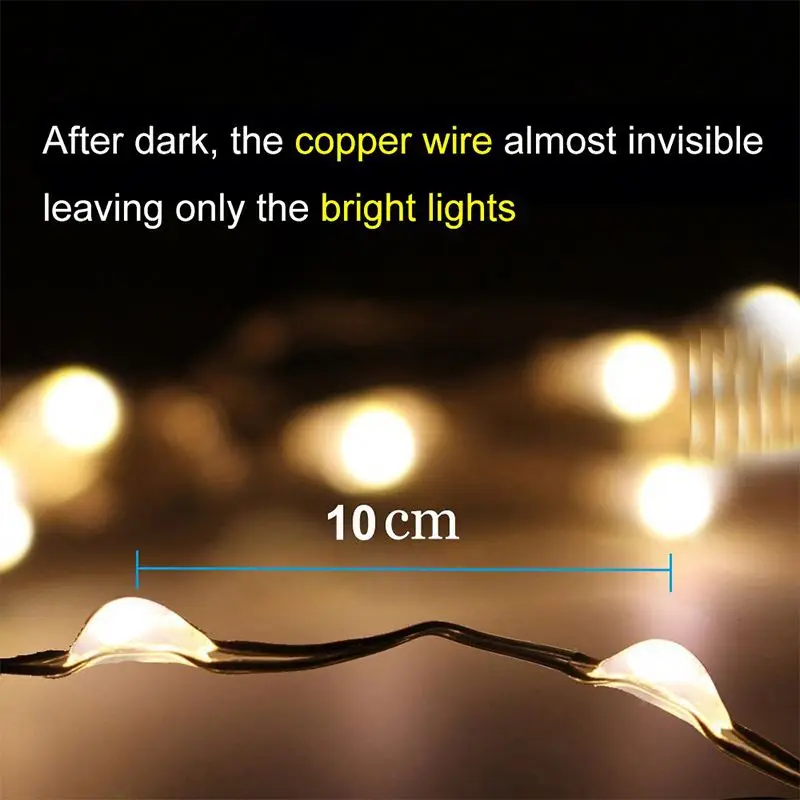 Праздничное освещение 100LED 200LED 300LED медная проволока Водонепроницаемая наружная светодиодная Солнечная гирлянда для украшения рождества
