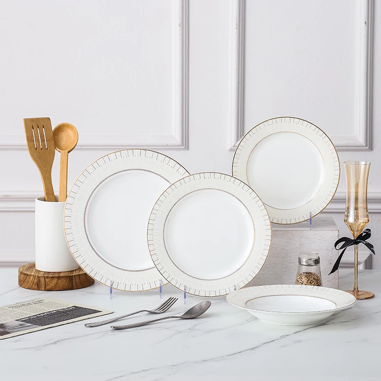 Modern Restaurant Hotel Dish Salad Steak plate Ceramic Pottery Stone dinnerware Dinner white Porcelain Plate