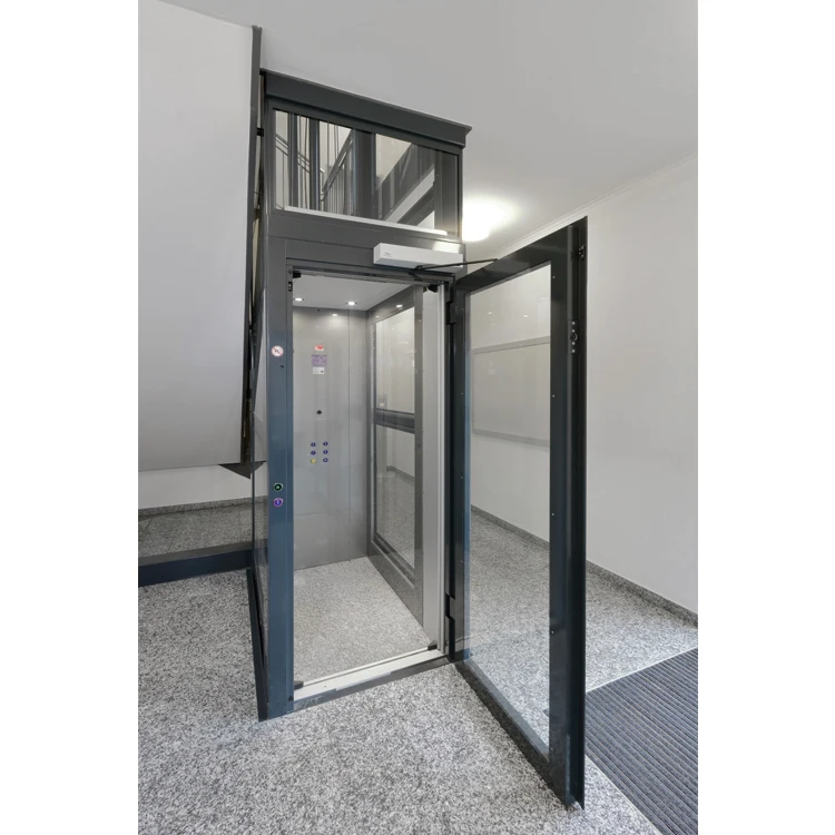 Panoramic 2 Floors House  Elevator With Two Doors Cabin Safety Gear Villa Lift Passenger Small Home Elevators