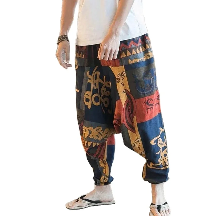 Wholesale good price new fashion custom printing elastic waist boho sweatpants harem pants for men
