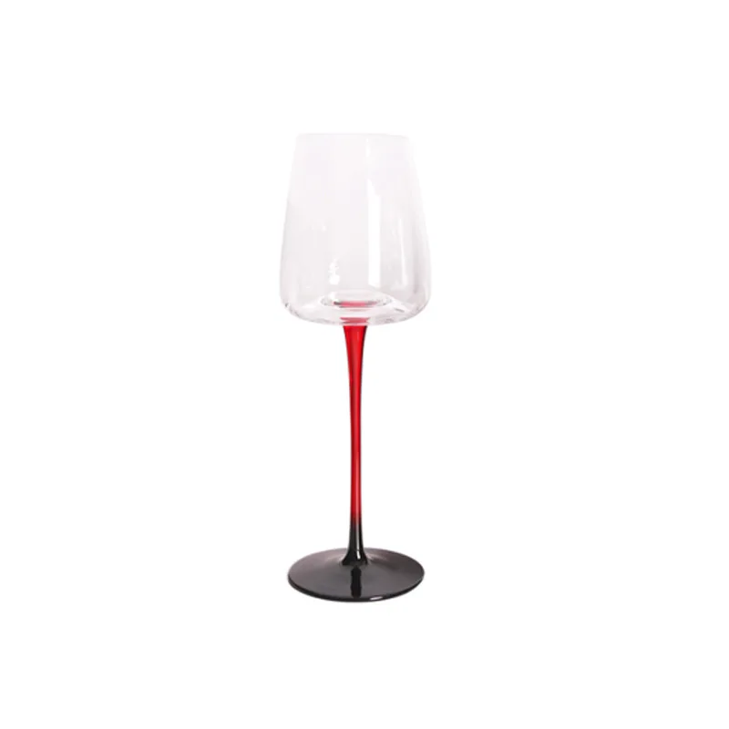 Creative Style Lead-free Hand-blown Italian Style Burgundy Wine Glasses Black Bottom Red Stem Crystal Red Wine Goblet Cup