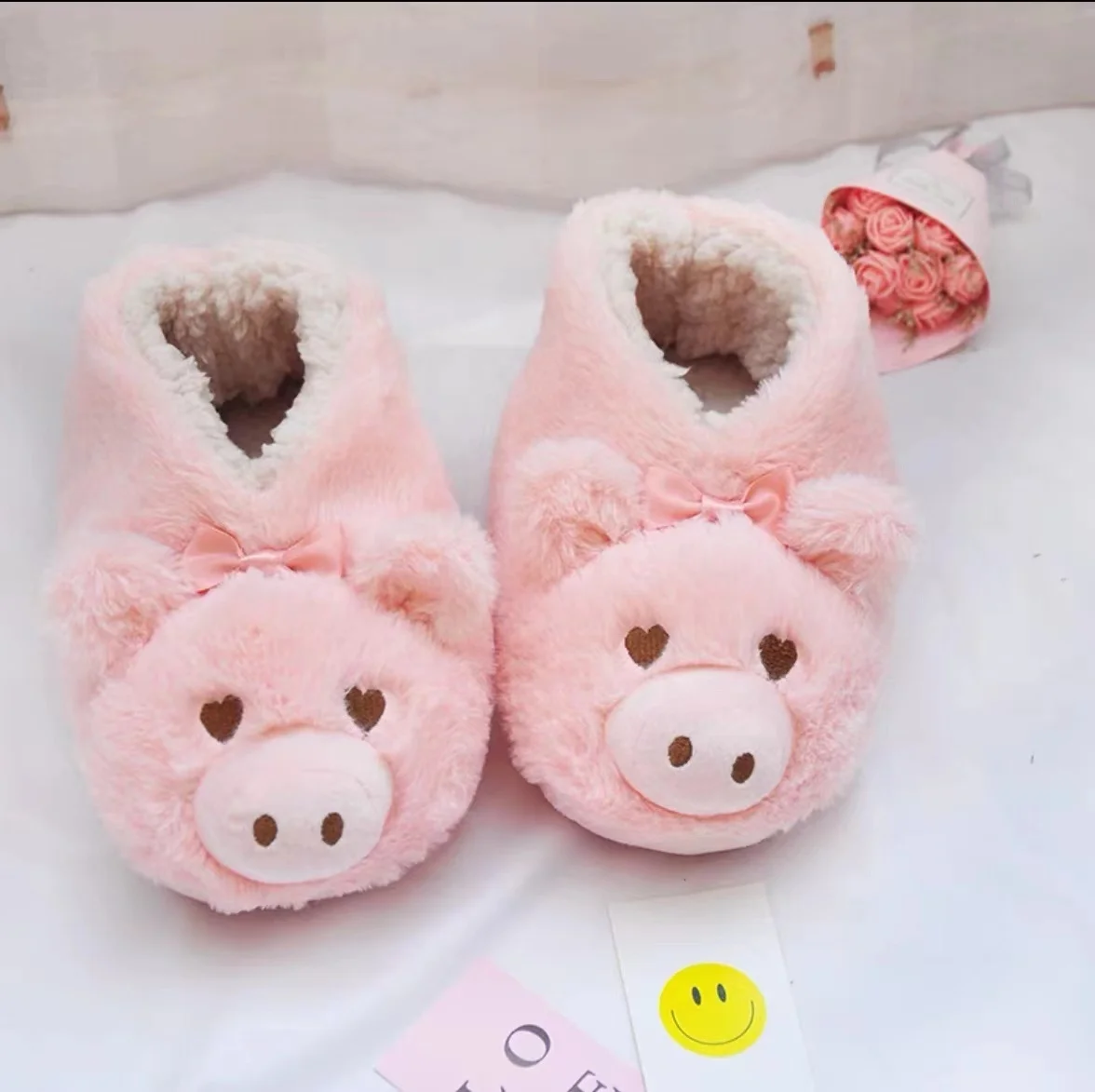 Children Sleeping Bedroom Plush Slippers Cute Animals Pink Pig Warm Slippers Peluches Slippers for Christmas