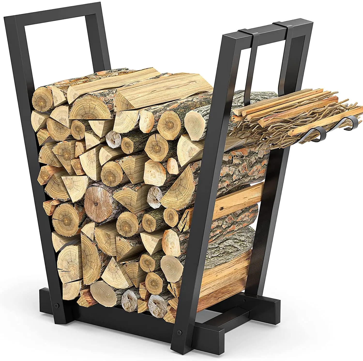 Подставка для дрова подставка 20 дюймов хранения с держателем Kindling внутреннего камина
