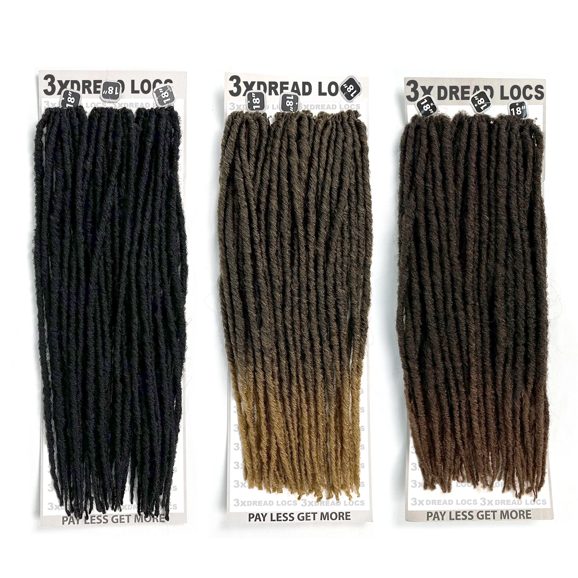 Pre looped 3x 18inch dread locks crochet braids 100%kanekalon faux locs dreadlocks hair extension long braiding hair wholesale