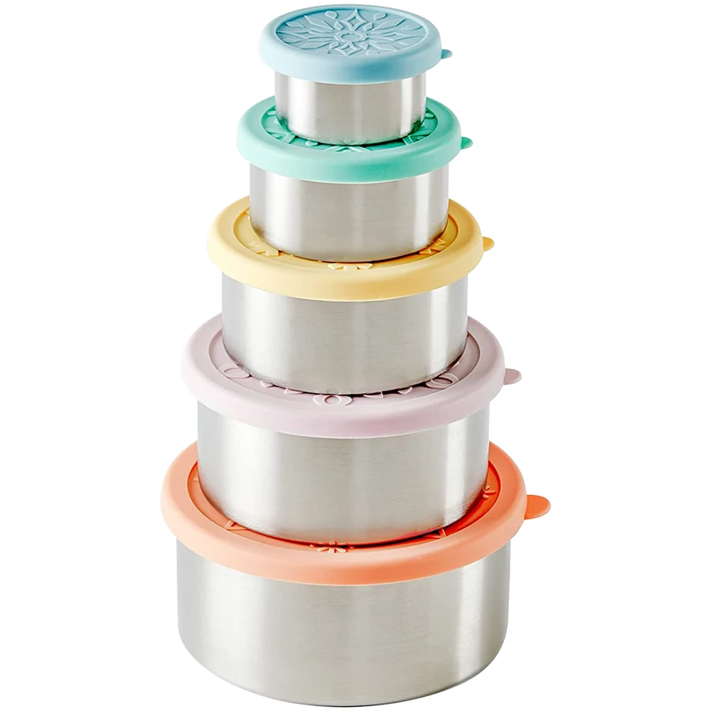 Stainless steel sauce container cup box with lid, kid lunch box bento accessories for kid, accesorios de para loncheras infantil