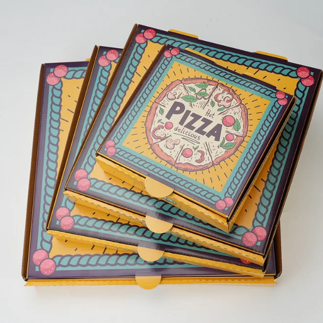 Wholesale Customized Pizza Boxes with Logo 8/9/10/12/14/16/18Inch Corrugated Packaging Custom Printed Paper