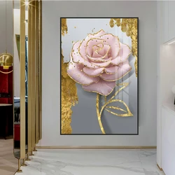 5D crystal porcelain painting rose flower home decoration wall painting aluminum alloy frame wall decoration
