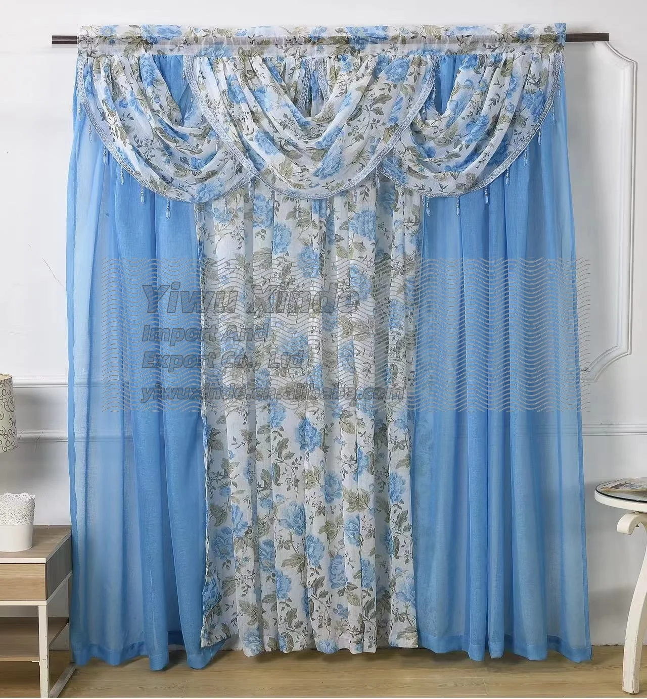 5pcs Floral Curtains Long Printed Grommet Cotton Window Curtains for Living Room Bedroom Light Filtering Linen Style Curtain