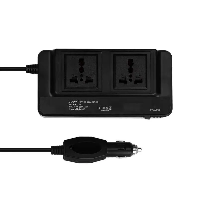 Модифицированные синусоидальные мини-зарядные инверторы с 4 USB-портами автомобильный преобразователь постоянного тока 12 В переменного 220 200 Вт инвертор в переменный
