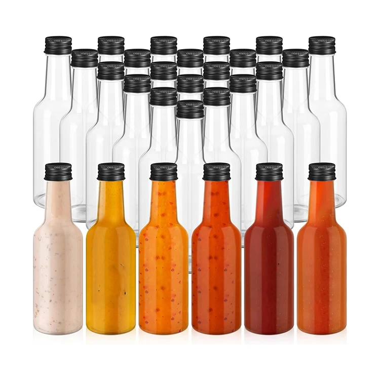 Empty Round 3oz 5oz 8oz 150ml 250ml Hot Sauce Chilli Glass Bottle For Salad Dressing Tomato Sauce Ketchup Bottle With Screw Lid