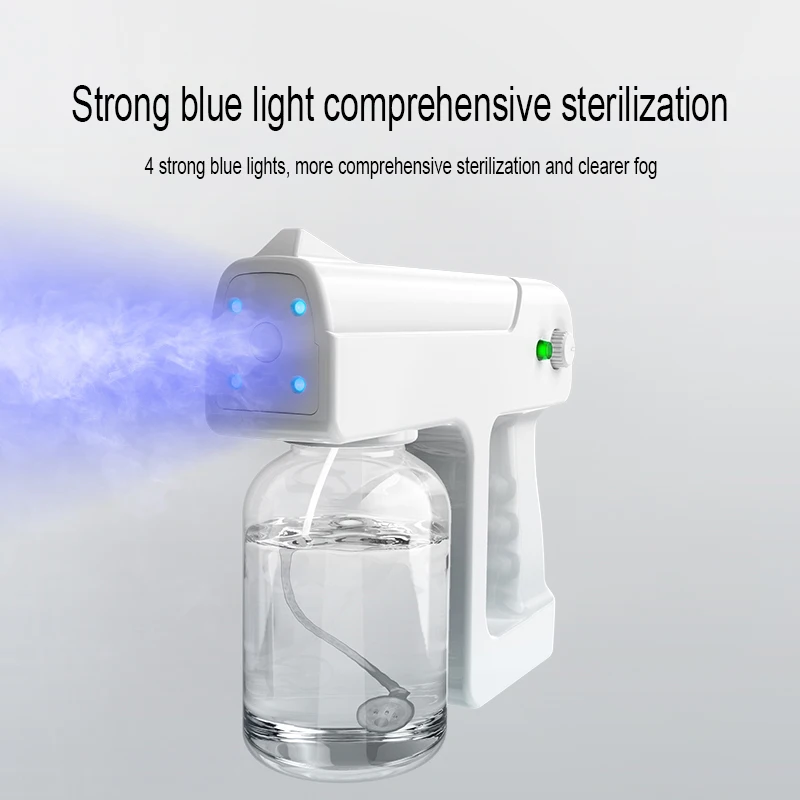 Blue Light Hand Held Disinfection sprayer Rechargeable Atomizer Nano Spray Gun 300ml